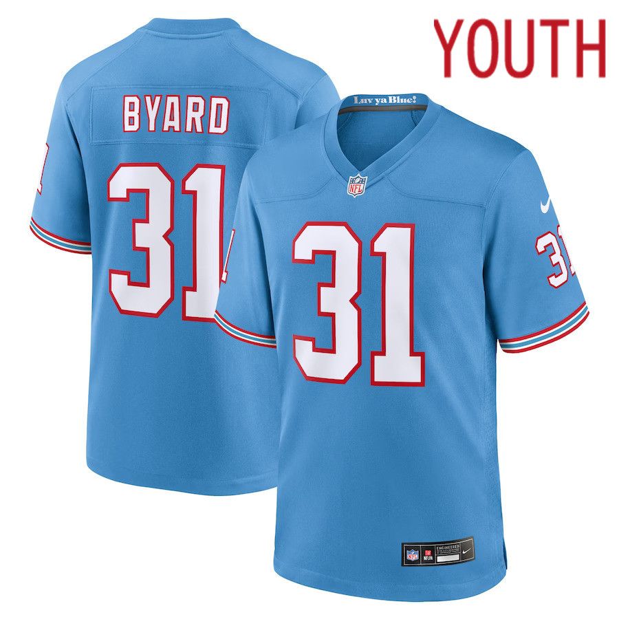 Youth Tennessee Titans #31 Kevin Byard Nike Light Blue Oilers Throwback Player Game NFL Jersey